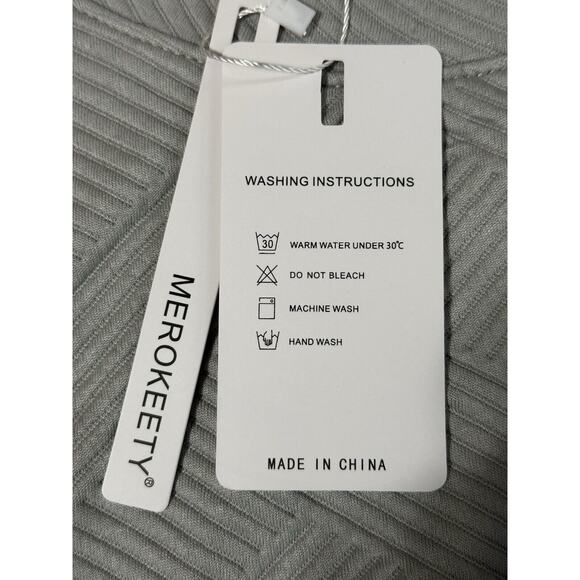 Merokeety Crewneck Long Sleeve Sweater Textured Gray Size Medium NWT - Picture 10 of 12